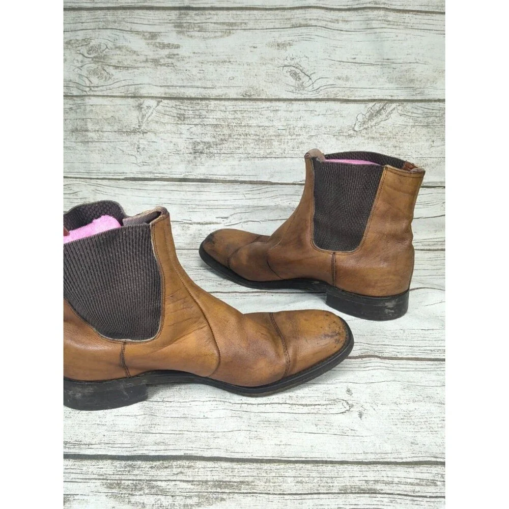 P + S Brown Leather Slip On Chelsea Boots Men Size 11